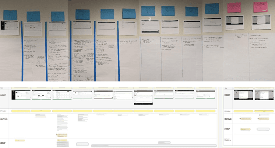 Two images of the blueprints used in this study - one in-person blueprint with handwritten notes and one digitized blueprint with transcribed feedback