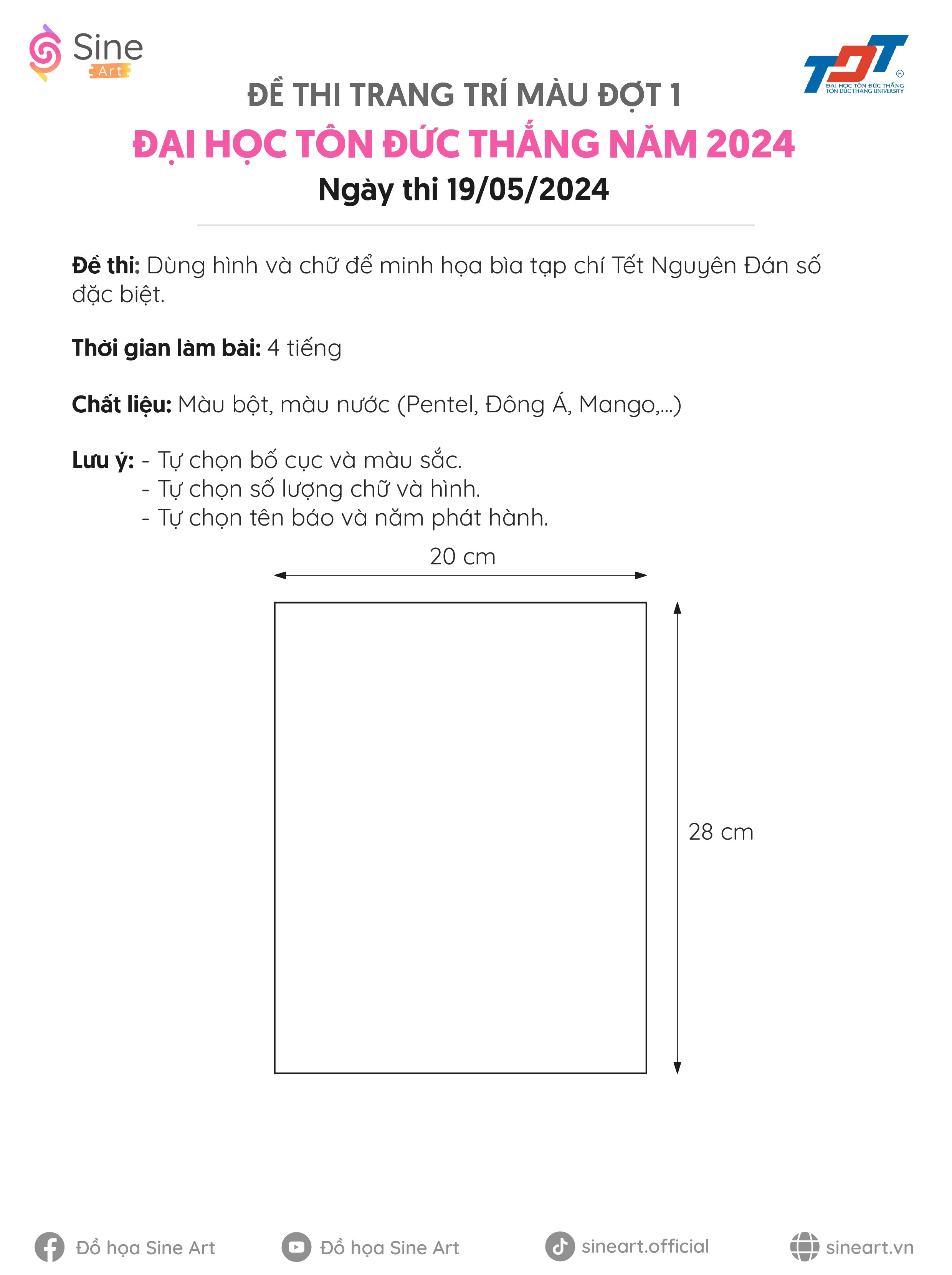 đề thi trang trí màu Đại học Tôn Đức Thắng 2024 (Đợt 1)
