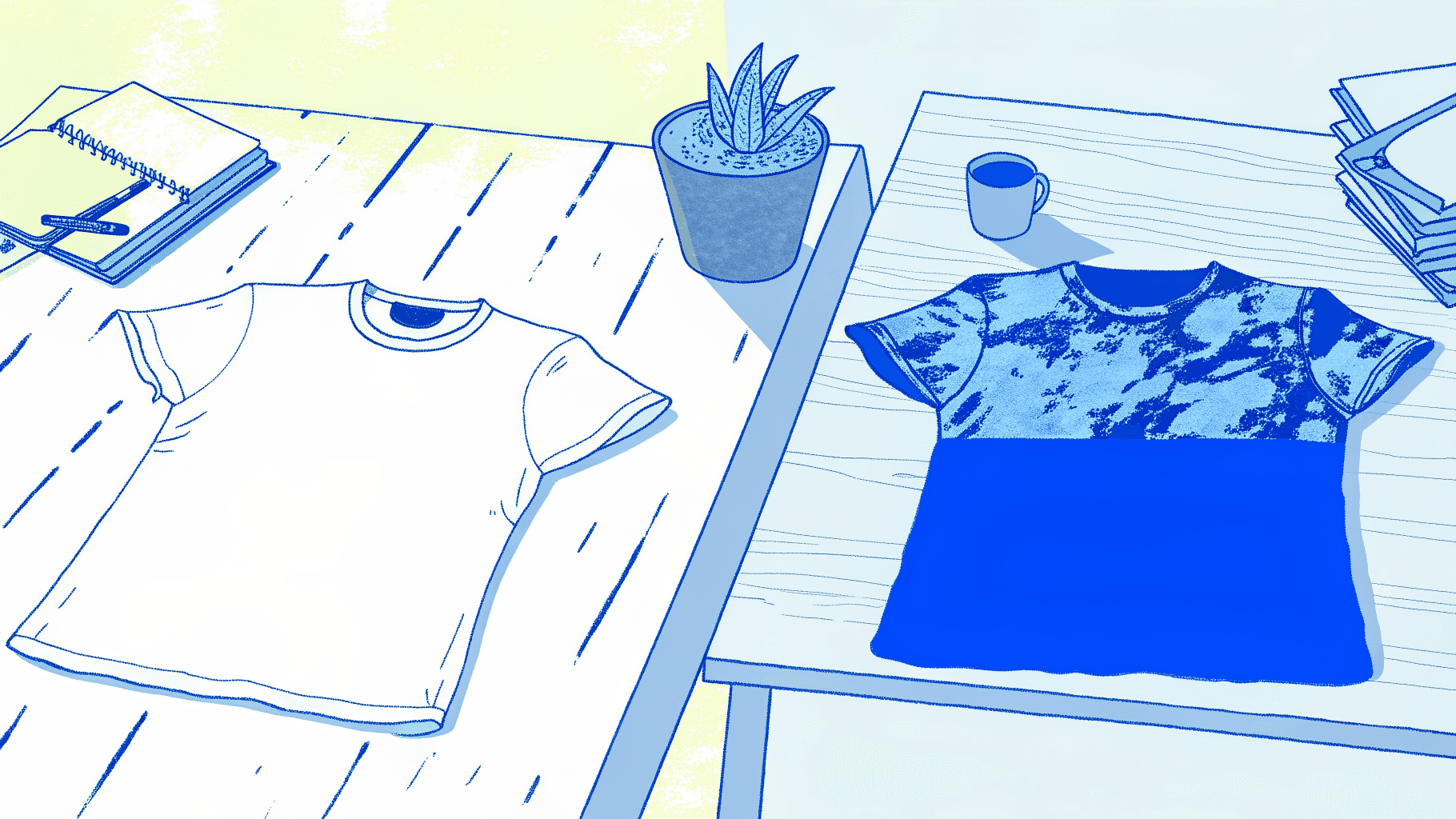 Two custom-printed t-shirts side by side showing a dull cracked print versus a vibrant smooth result
