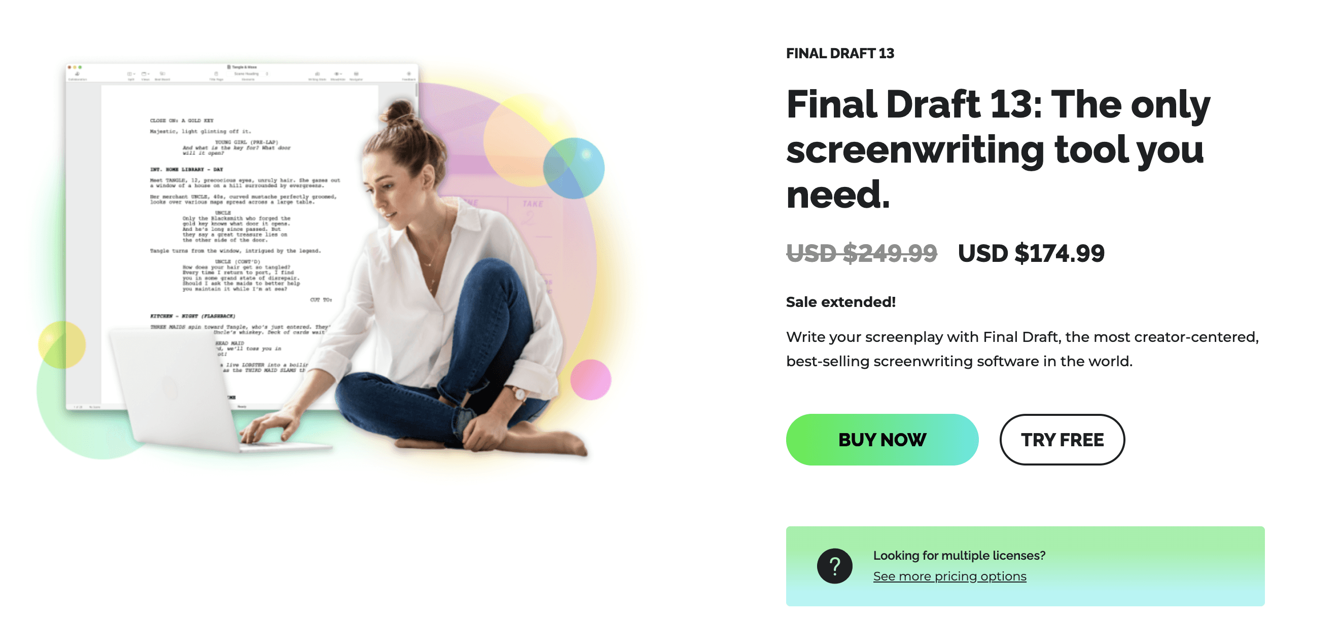 Homepage screenshot: Final Draft - A Screenwriter's Favourite Tool