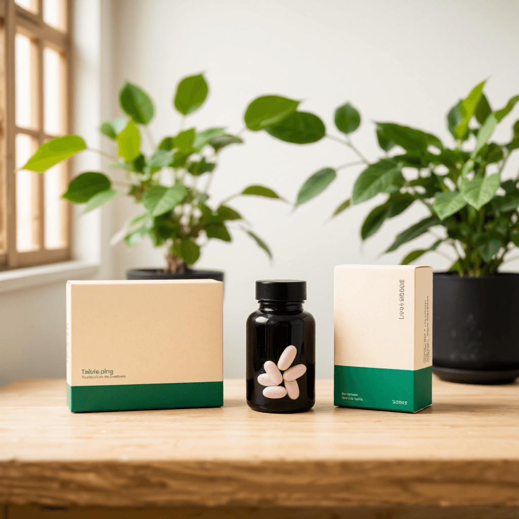 product photography of bottles of dietary supplement and boxes of enzyme tablets