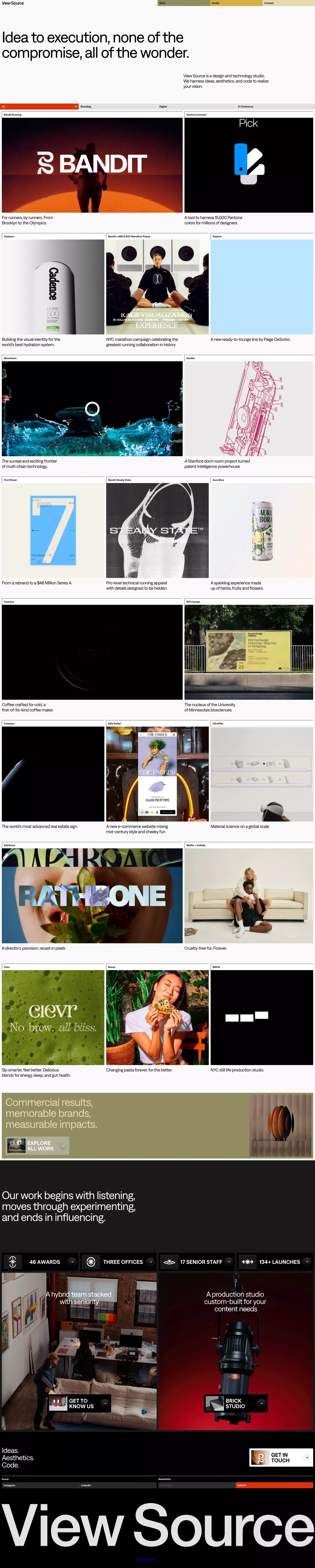 View Source portfolio page screenshot showcasing Design and Tech design
