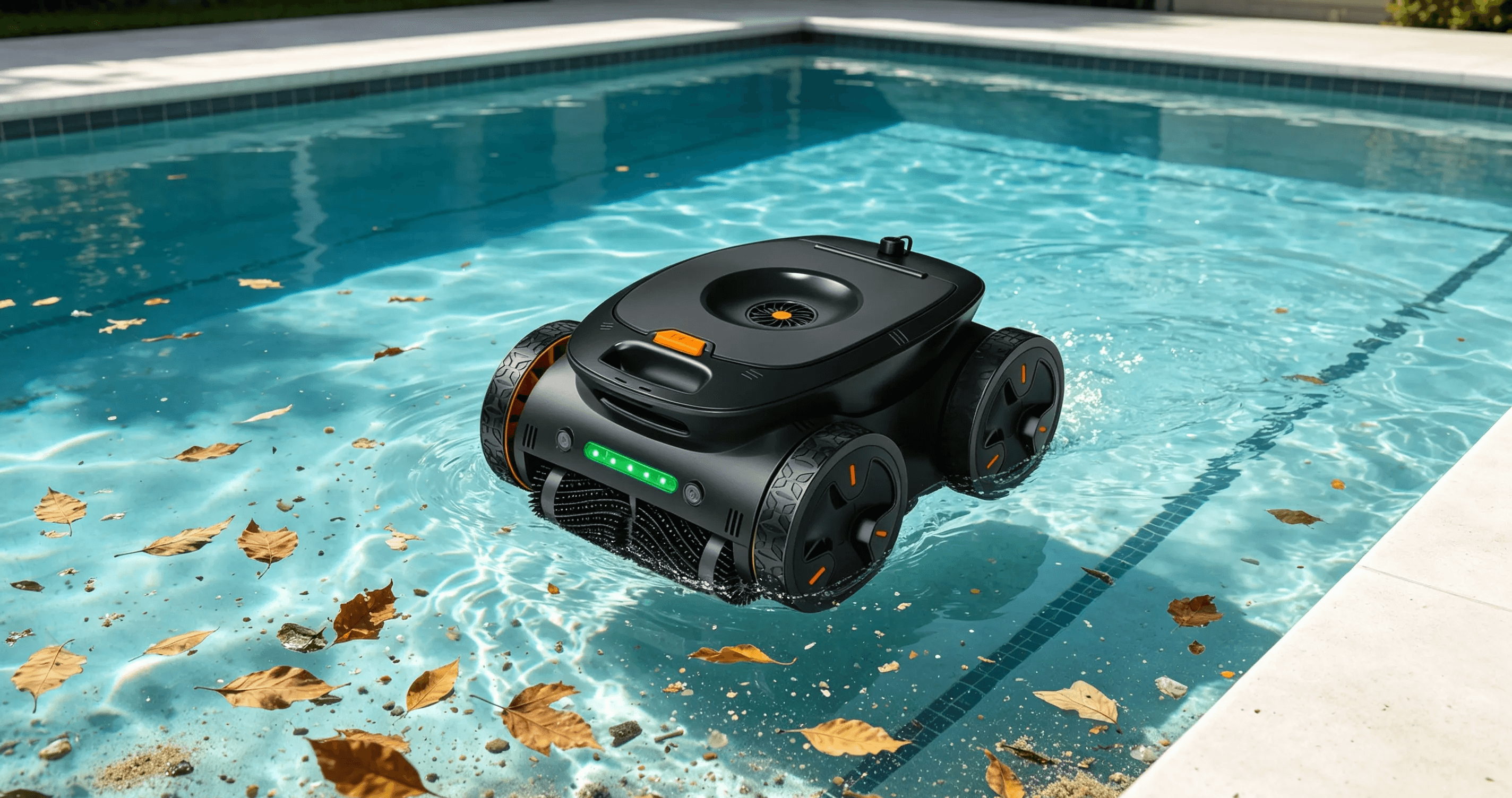 Different types of pool debris handled by robotic pool cleaners