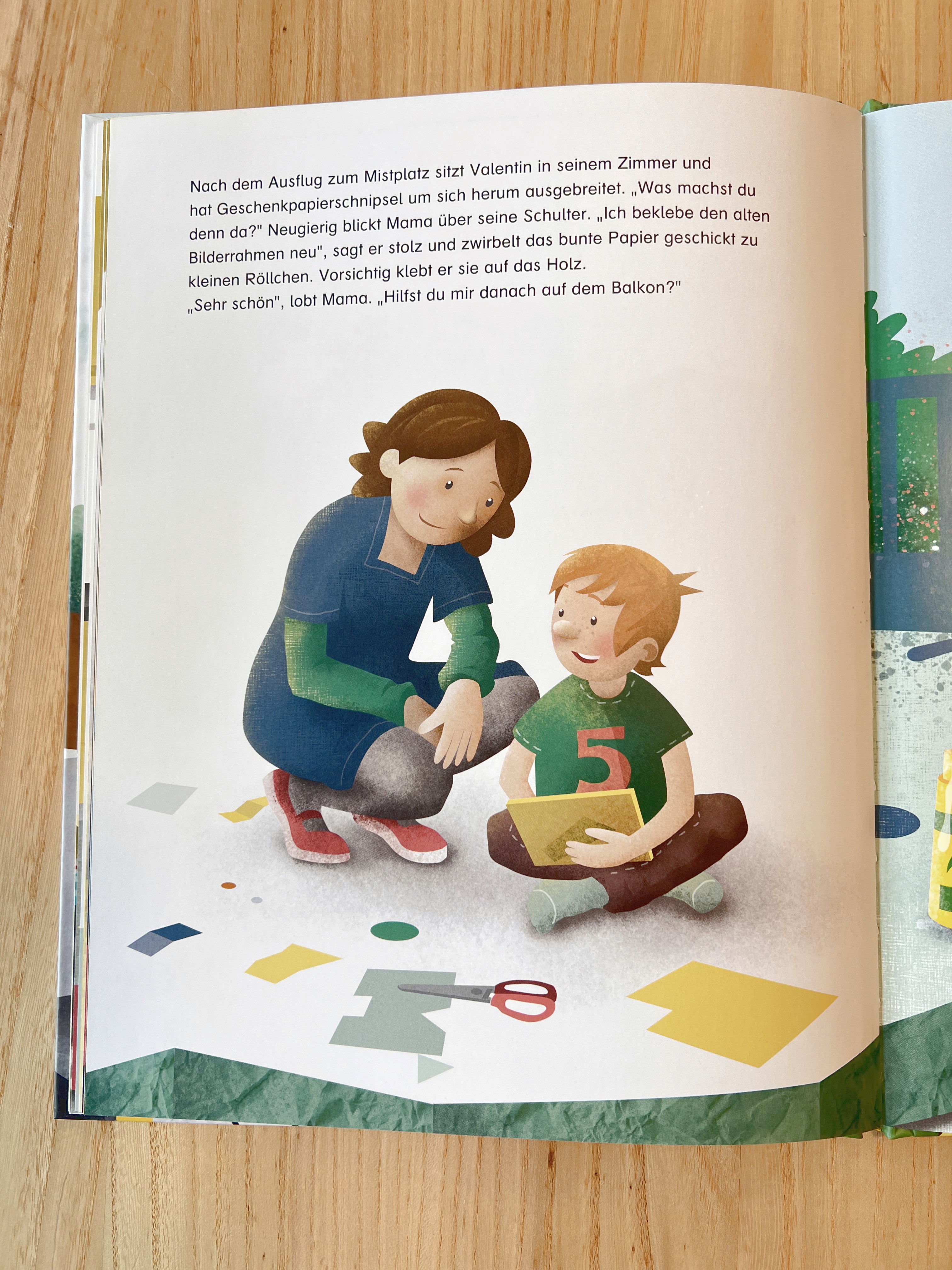 Wohin mit dem Müll? Mama und Sohn