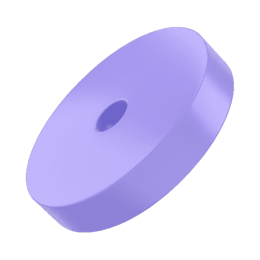 A 3D rendered geometric shape resembling a purple plastic pipe connector with six cylindrical openings arranged symmetrically, showcasing a modern and abstract design.