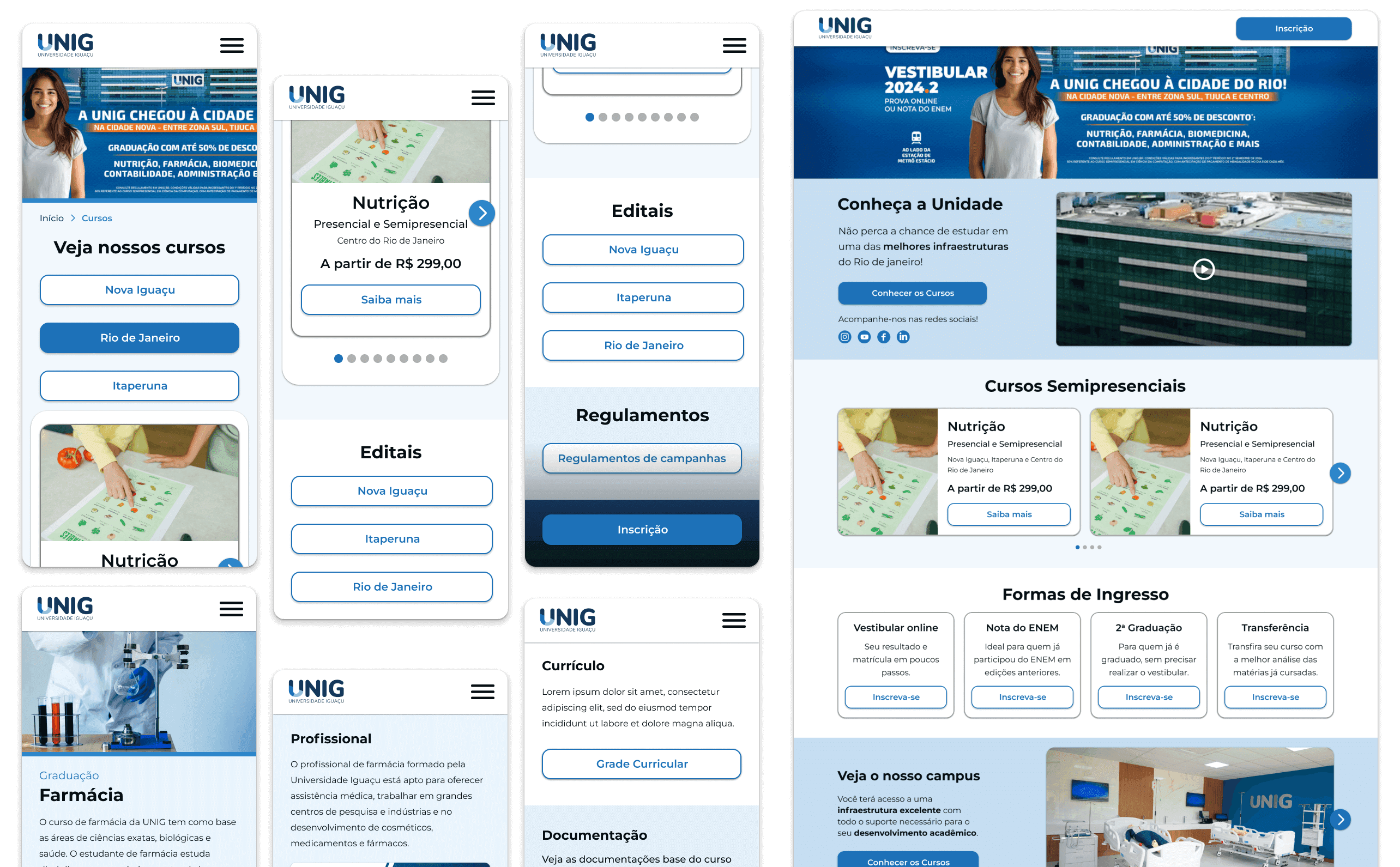 Foto com imagens de layouts mobile e desktop de site educacionall.
