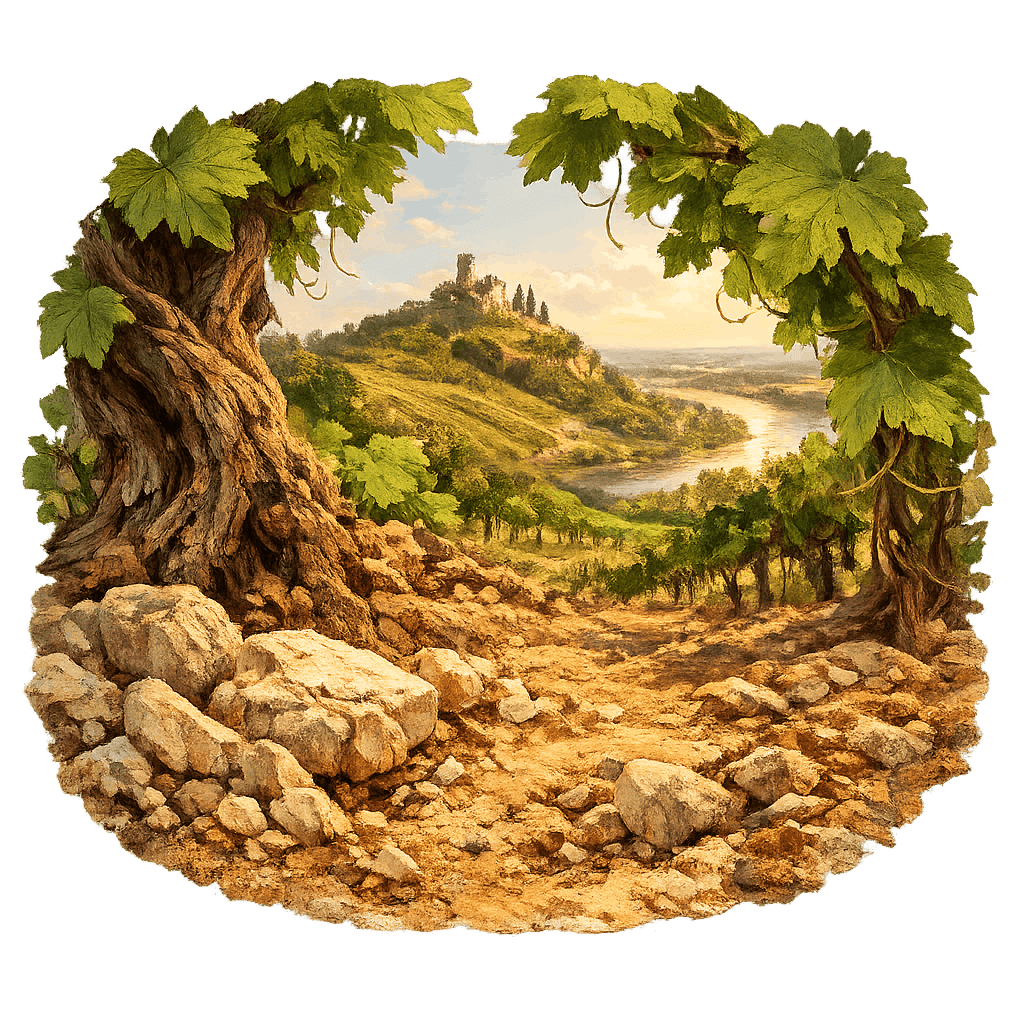 Detailed graphic of the Fronsac wine region.