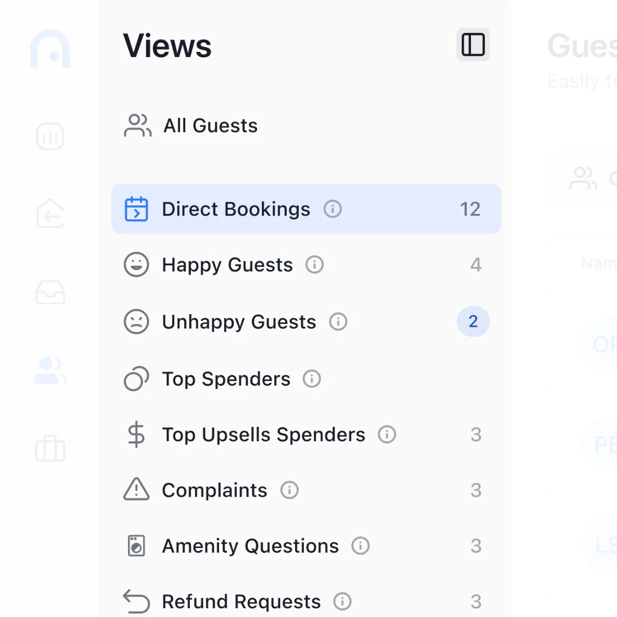 List of the Kinds of Guest Segments you can View