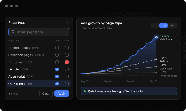 Full landing page preview with options to download it as PDF or PNG, or copy the page text