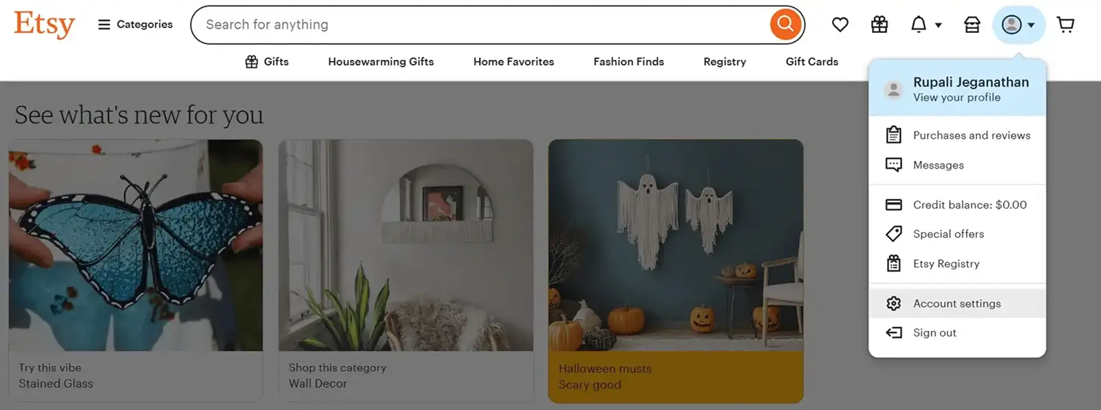 Account Settings Etsy
