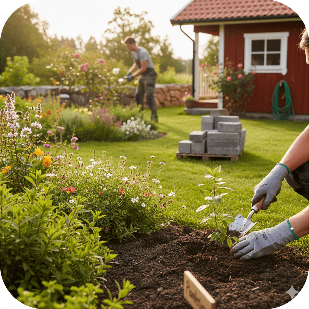 people working in the garden