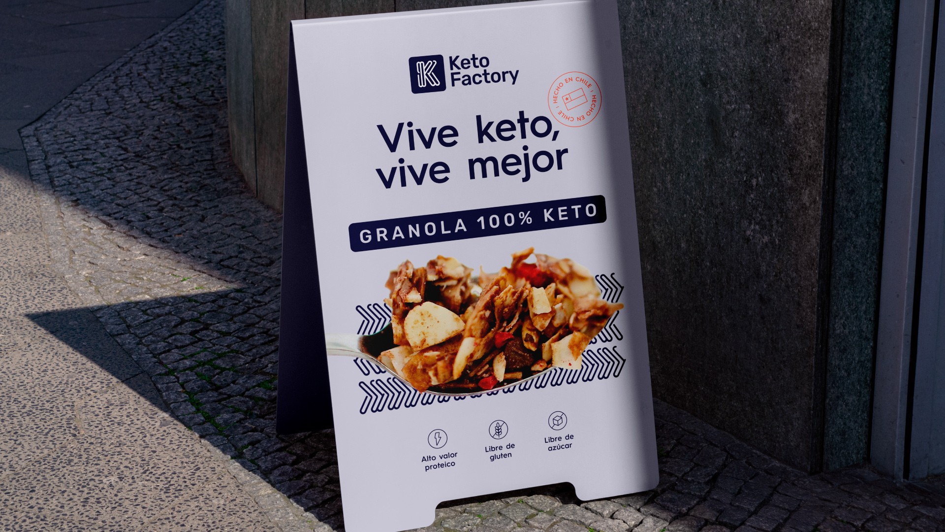 Logotipo minimalista y moderno para Keto Factory – diseño de identidad visual en Chile.