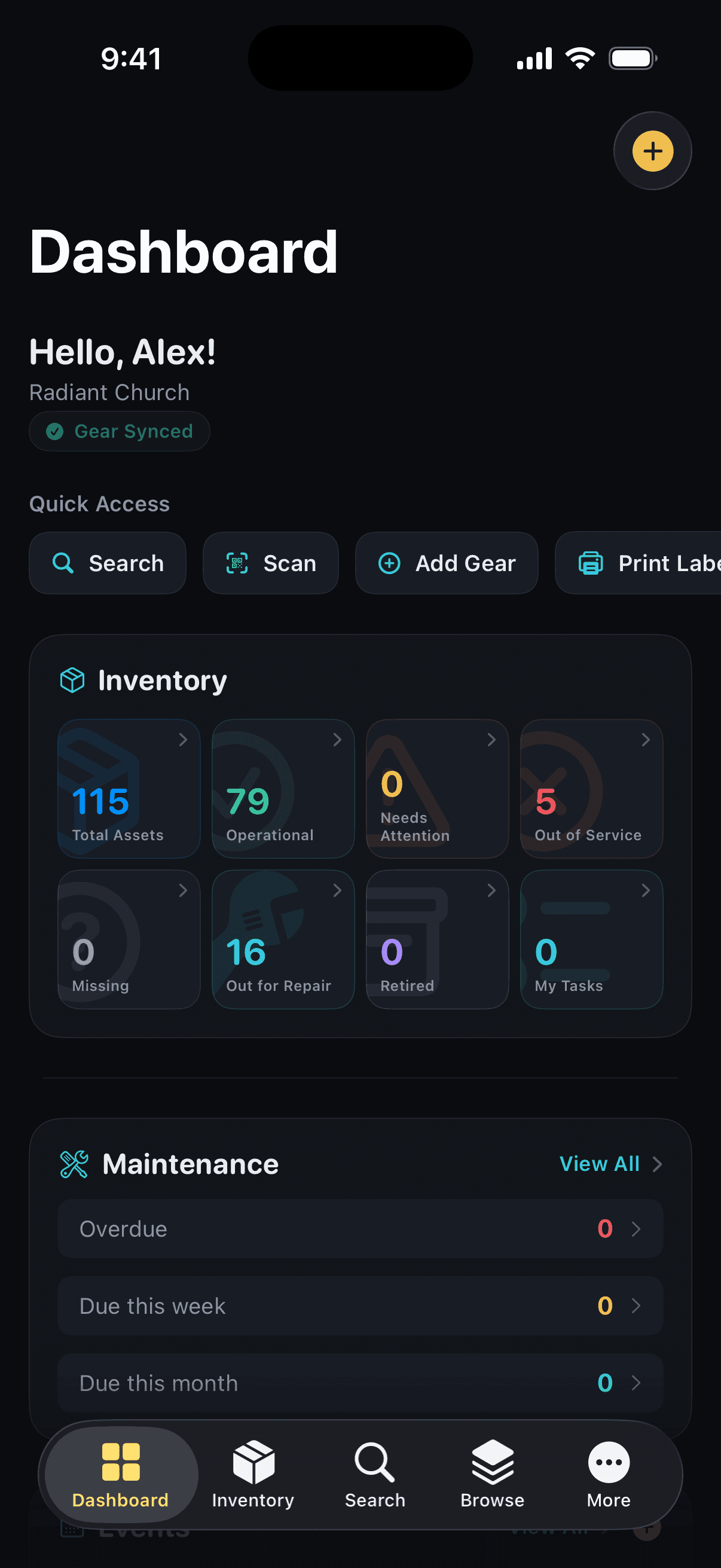 ProdCentral dashboard on iPhone