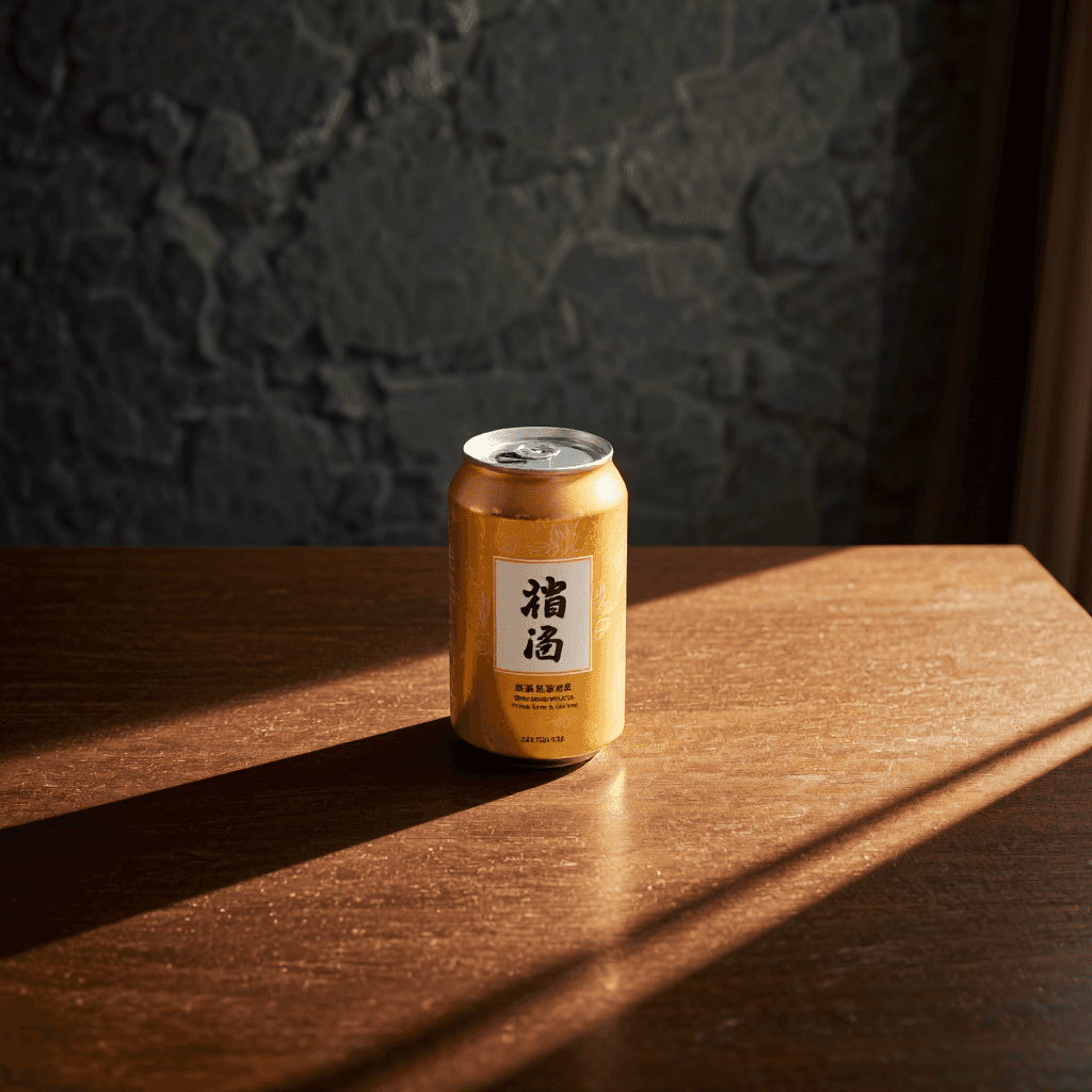product photography of a can of traditional rice beverage