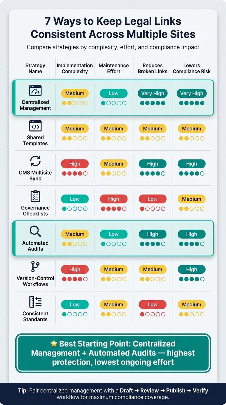 7 Strategies to Keep Legal Links Consistent Across Multi-Site Platforms