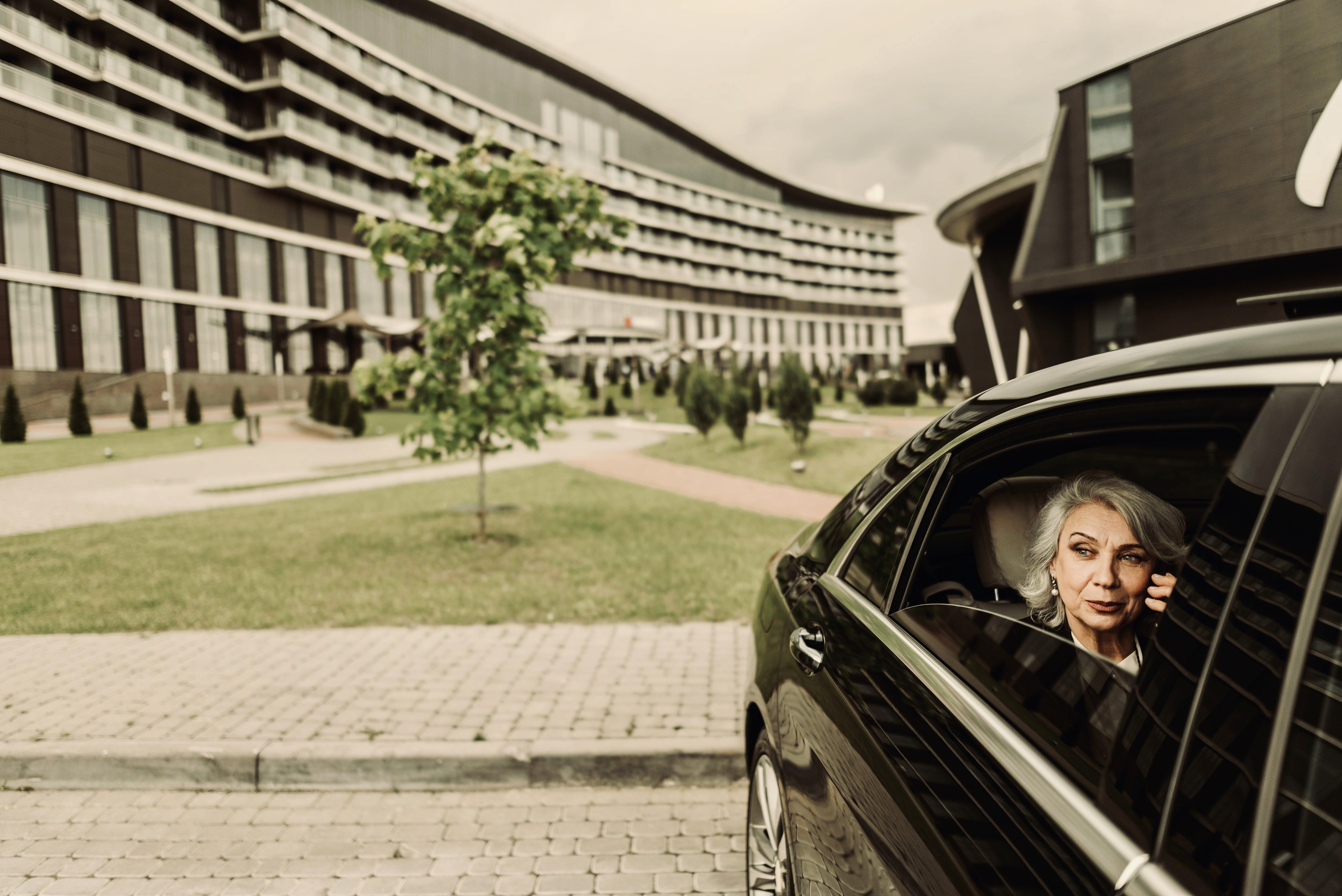 Drone shot of a running track at night