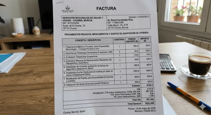 Costes de tratamientos médicos privados y adaptación de la vivienda que se pagan gracias a la indemnización por enfermedad grave.