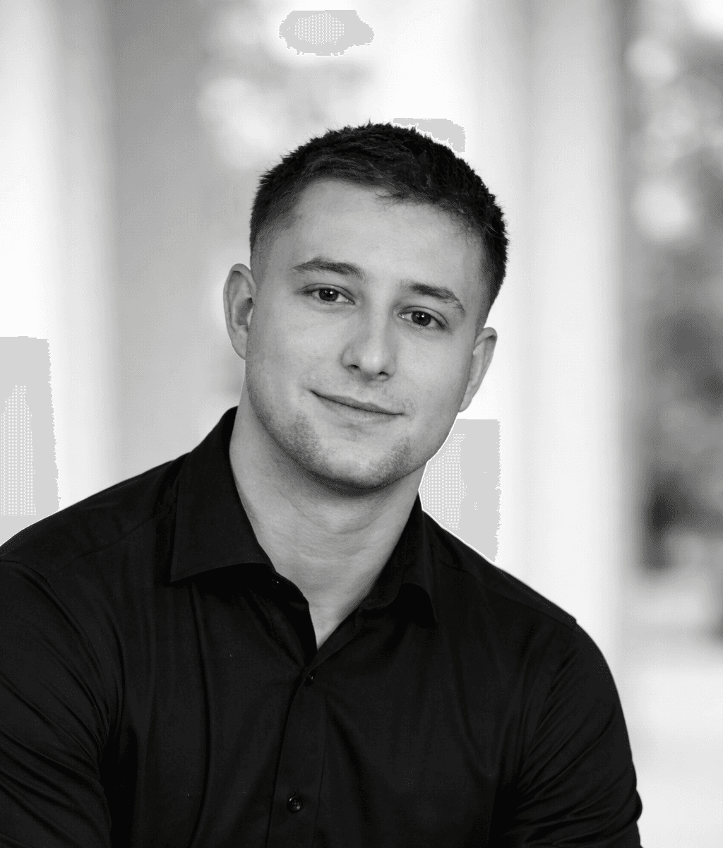 Portrait of a young 3D character with glasses