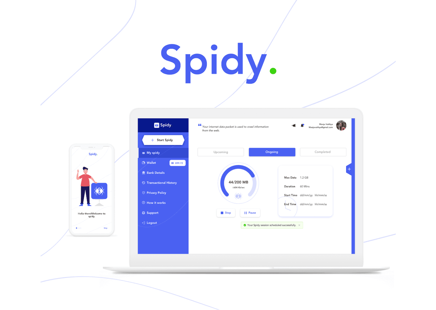 Spidy chrome extension and android app thubnail image