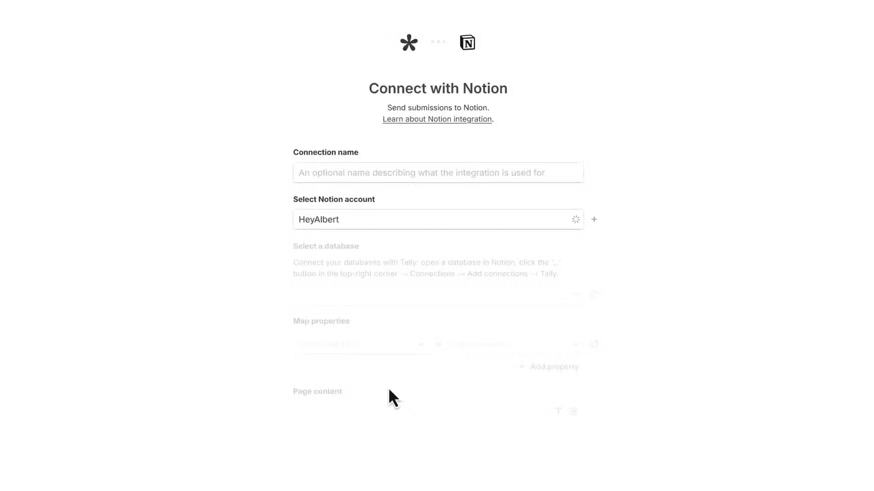 Image showing how to synchronize Tally Form with Notion.