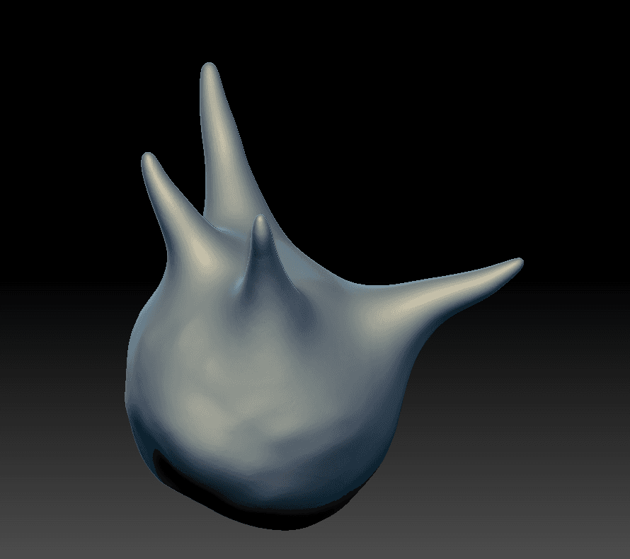 Rounded three-pronged organic sculpt with smooth branching tips.