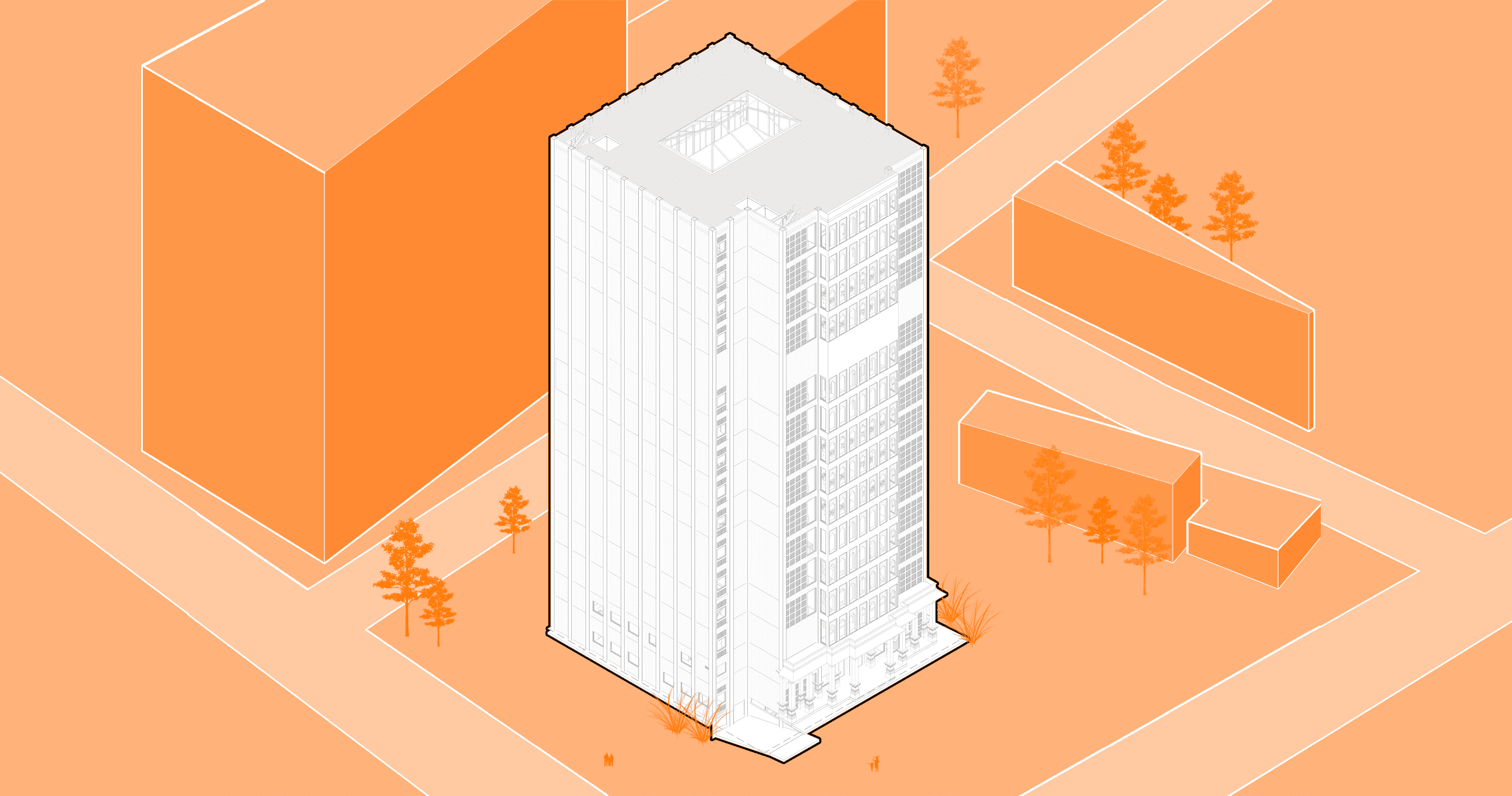 Site plan, isometric view.