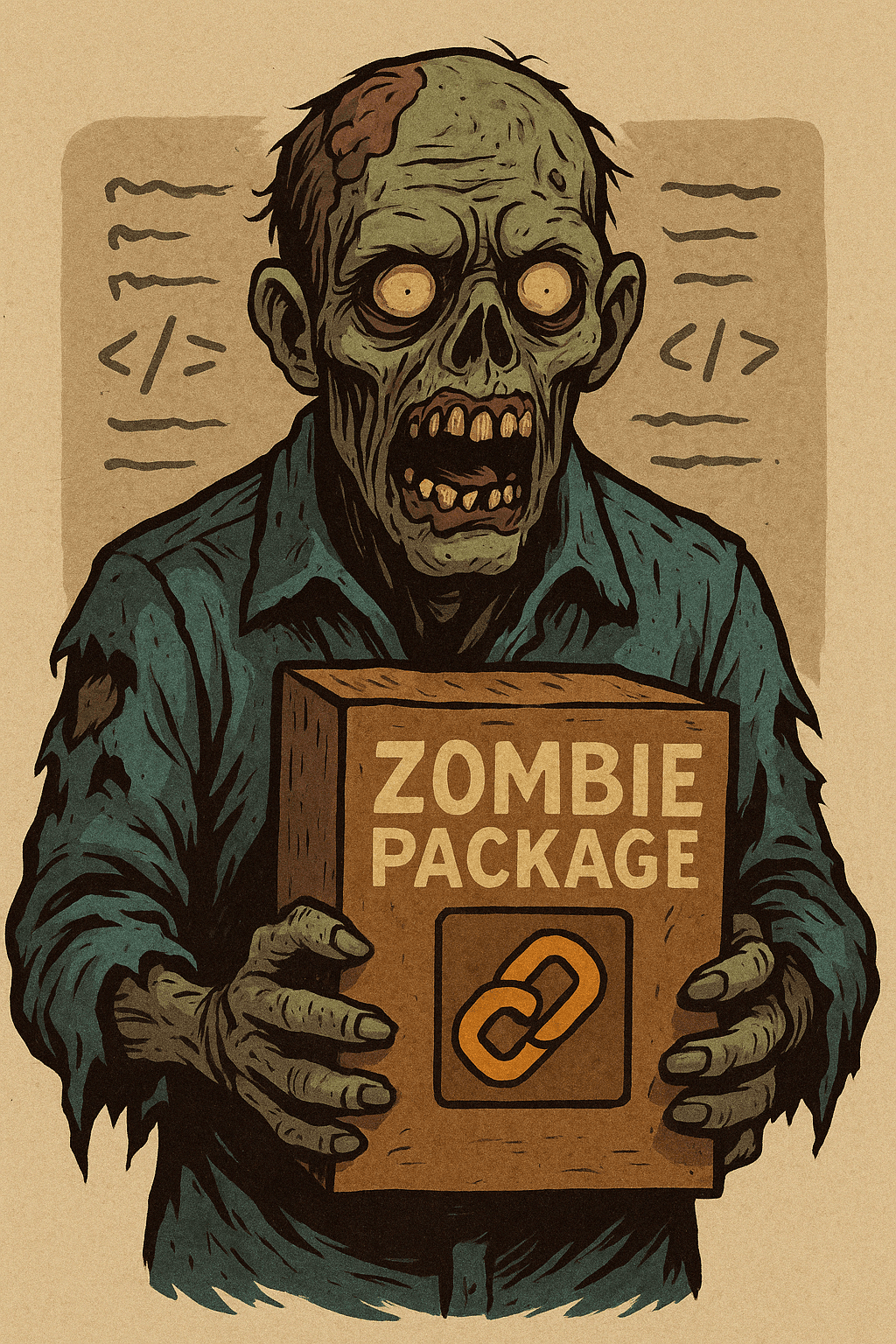 A zombie holding a physical package