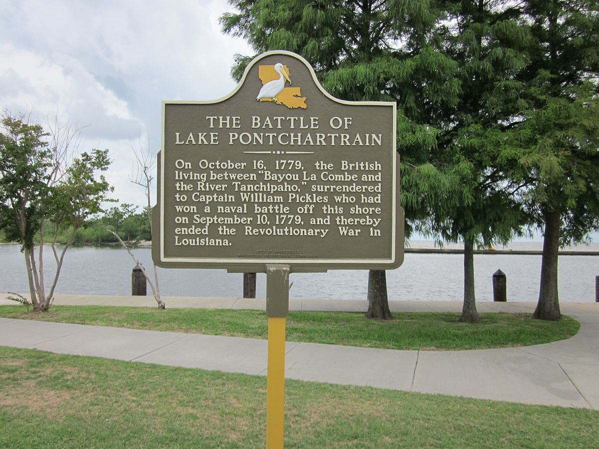 Sign at The Lake Front in Mandeville Louisiana showing the history of The Battle of Lake Pontchartrain