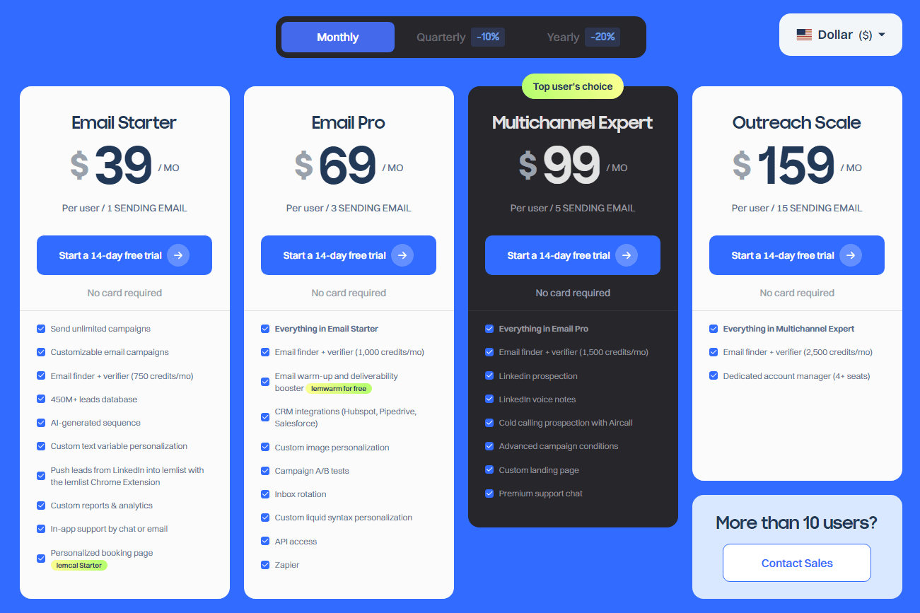 Lemlist Pricing