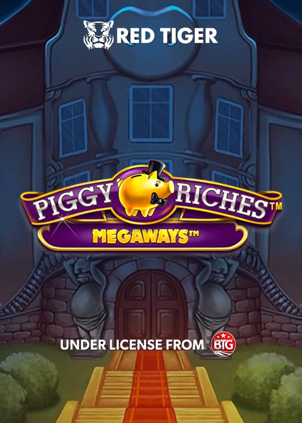 Piggy Riches Megaways — affiche officielle du couple de cochons fortunés