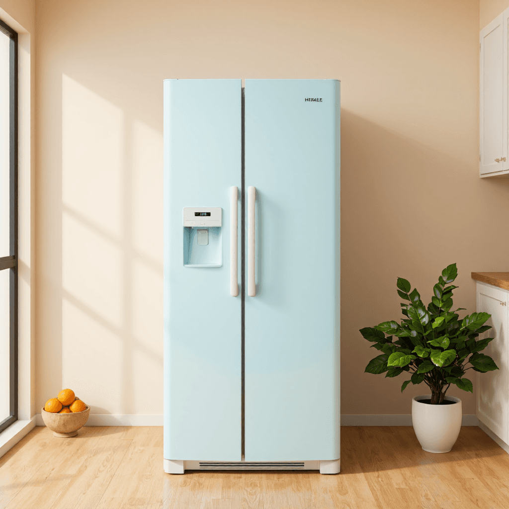 product photography of a refrigerator with a two-door design