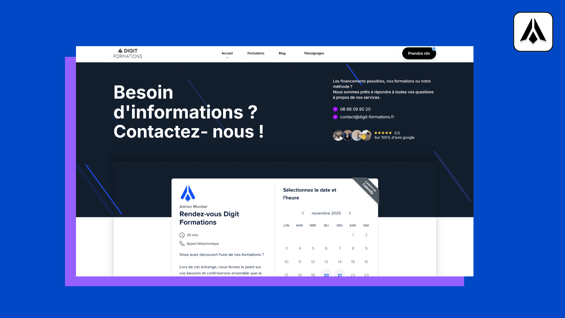 La page Contact, votre vitrine principale – Digit Formations