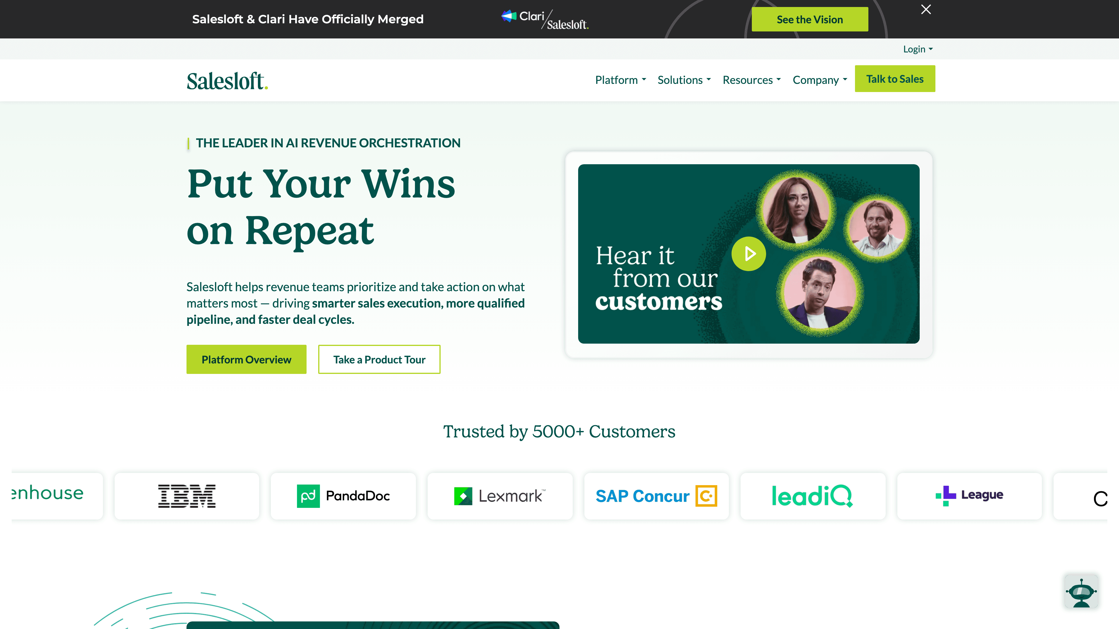 Salesloft enterprise platform featuring sales cadence management, call recording, and coaching analytics