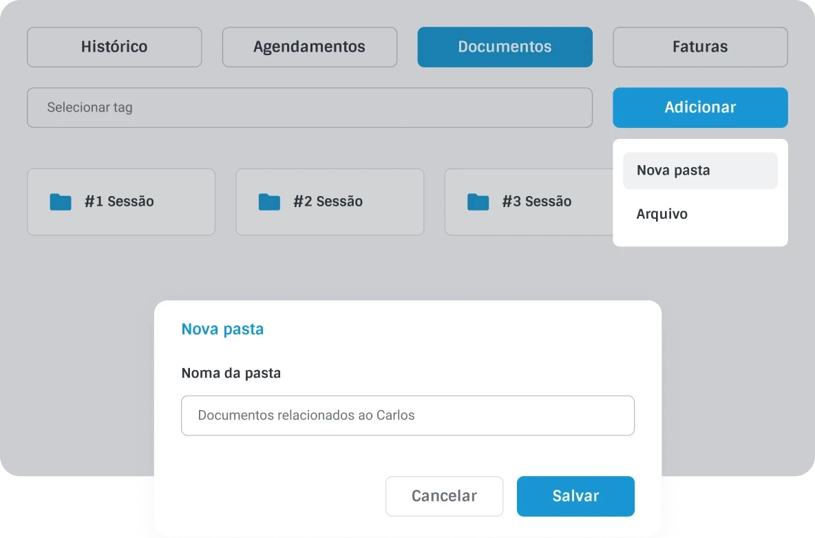 Tela de controle documental - Mind Safe