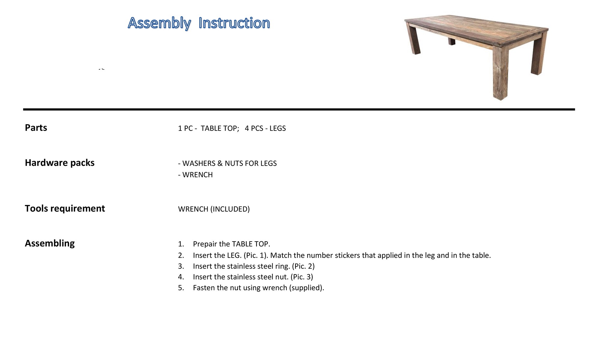 assembly instruction