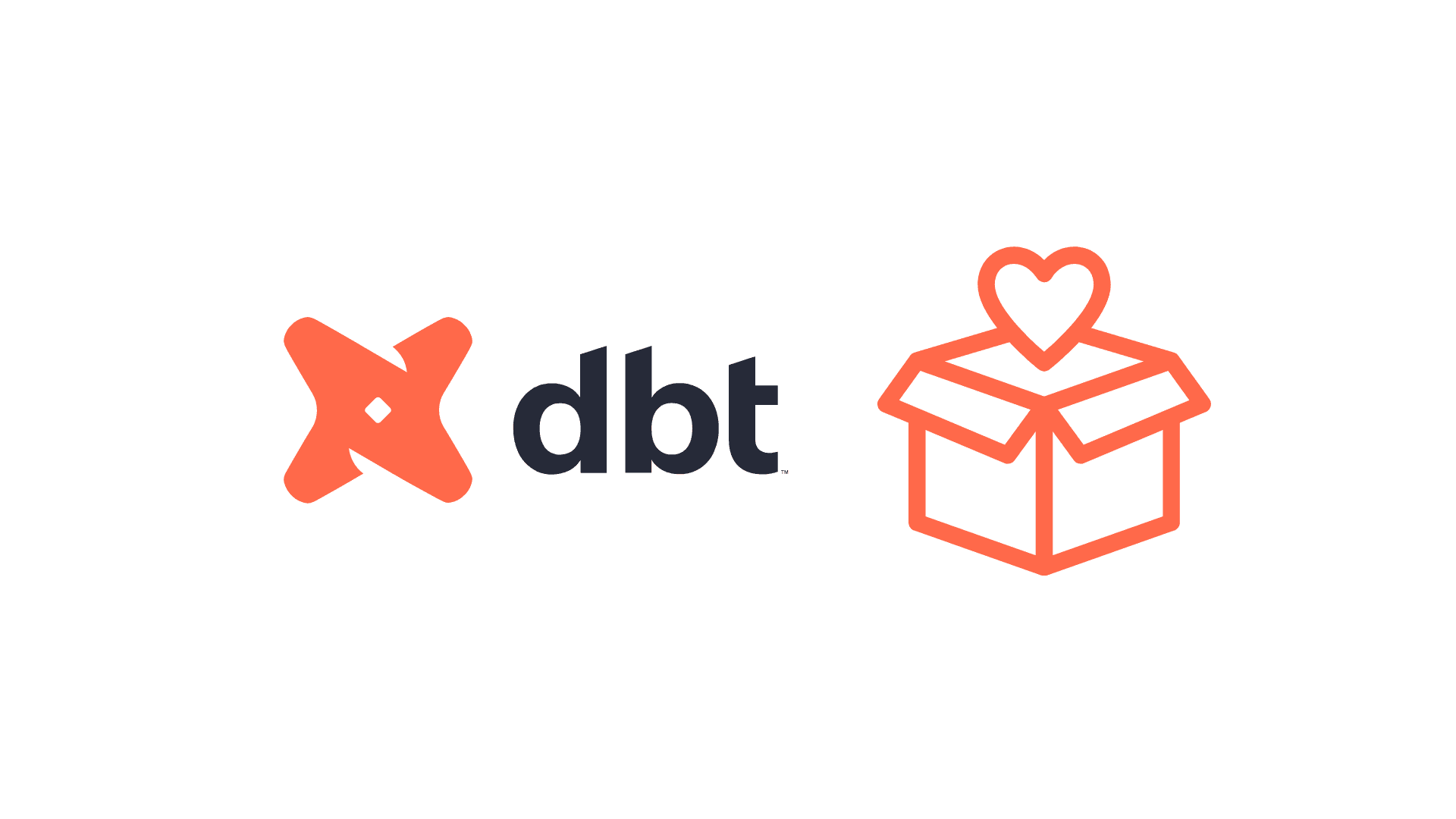 Logo of dbt, depicted as an orange asterisk with a geometric hollow center with a package box icon next to it.