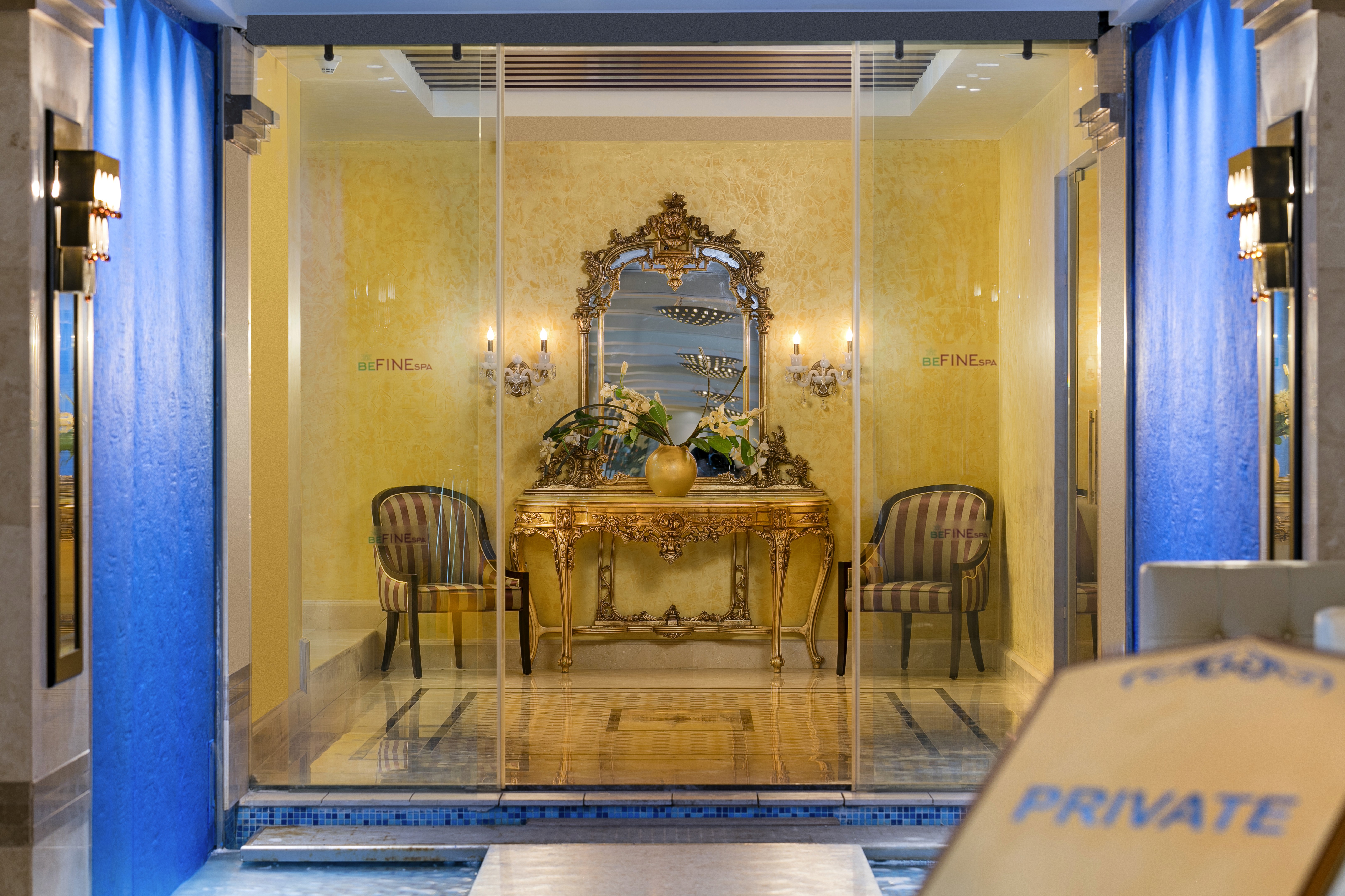 A serene spa room in a Mediterranean-modern villa by the ocean