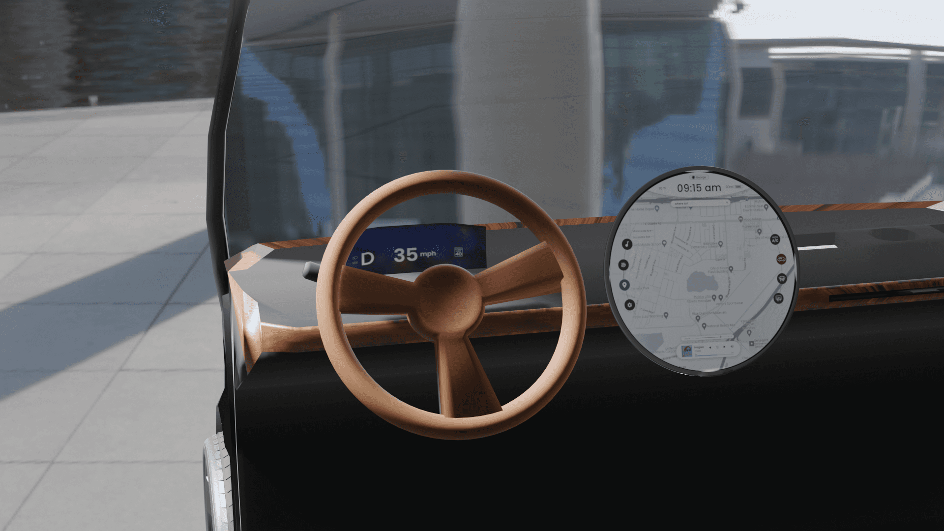 Interactive Circular Screen in a Car