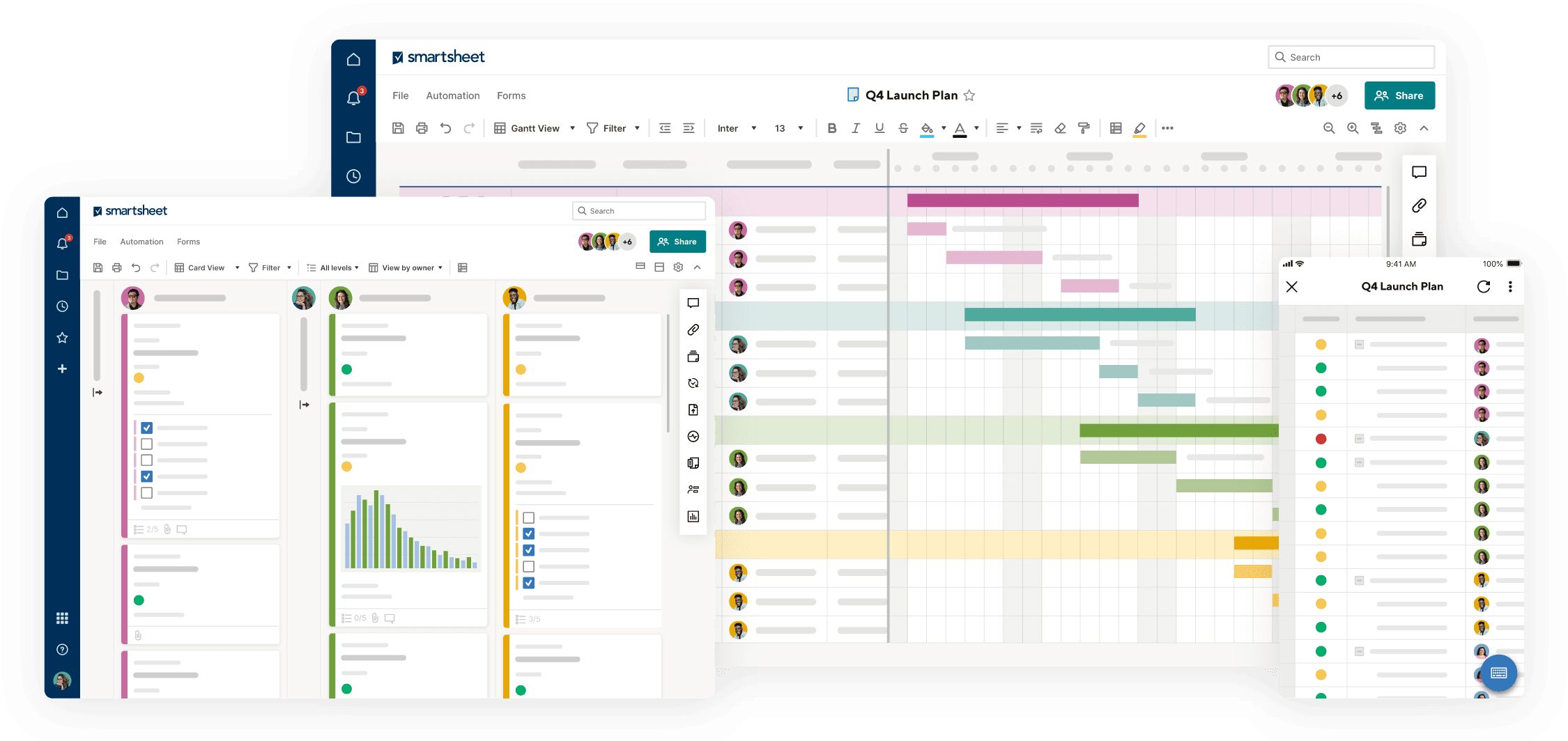 Smartsheet's various interfaces for different devices