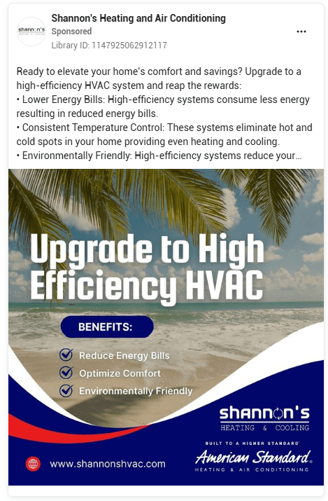 hvac facebook ads with educational content