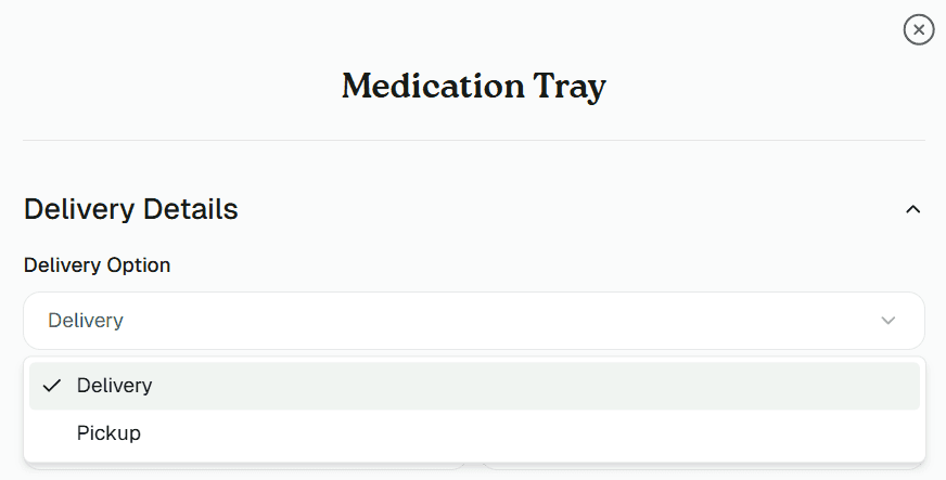 Delivery option for pharmacy storefront