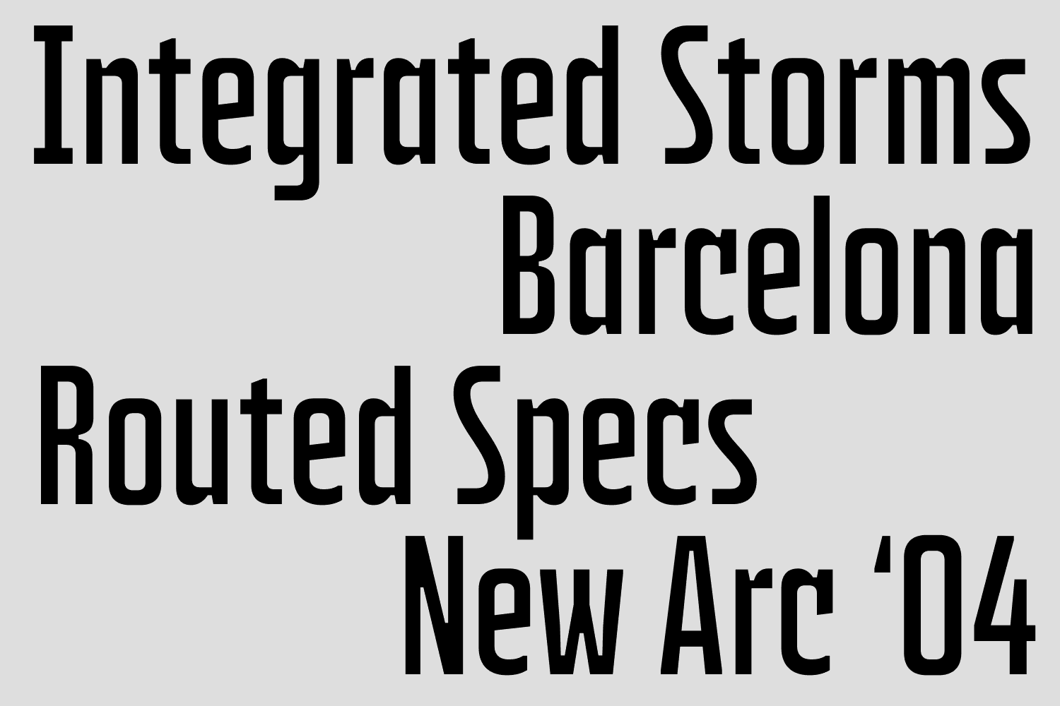 Type specimen set in Greisen condensed font, showcasing sturdy letterforms and precise design