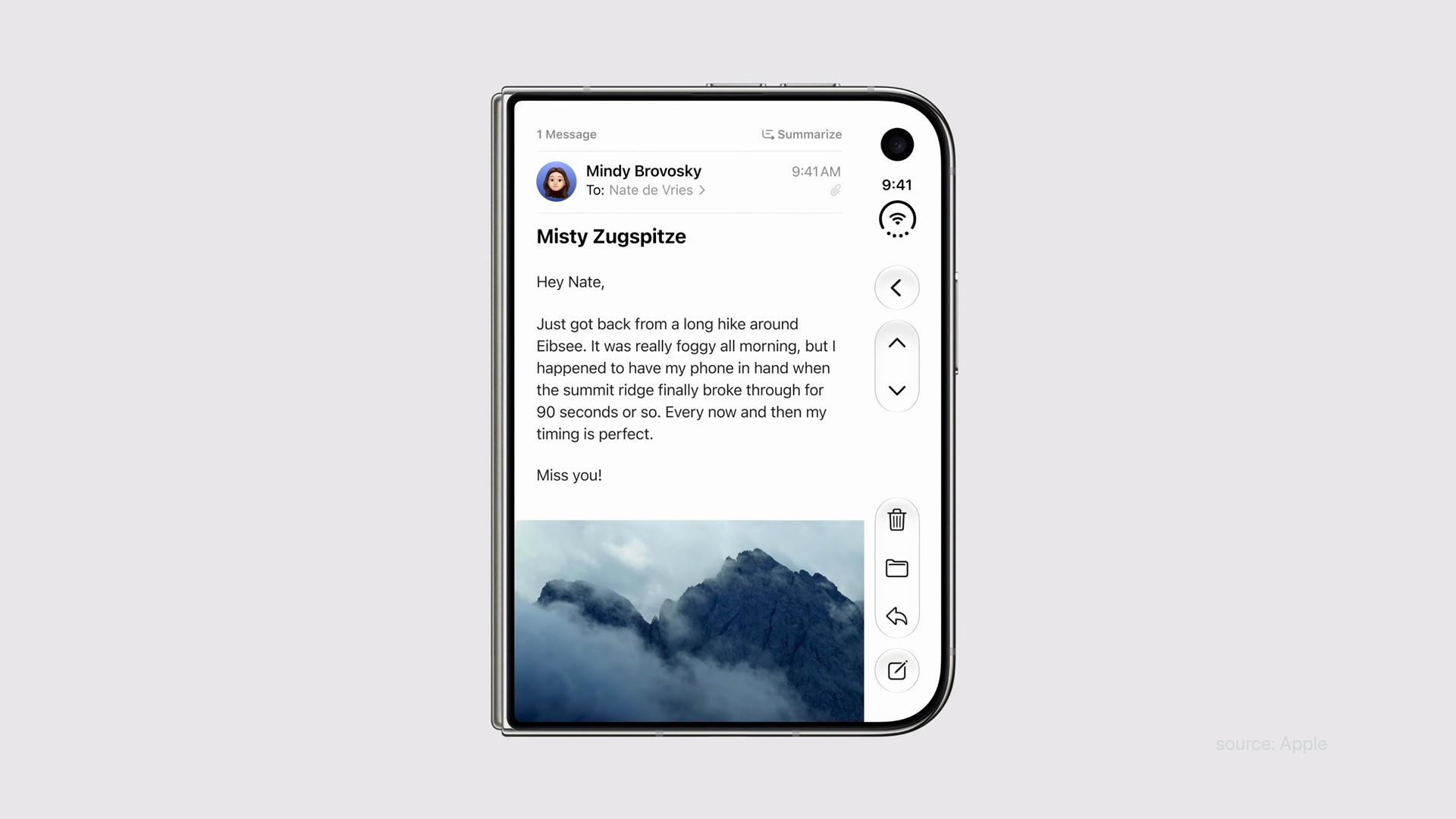 iPhone Duo outer screen showing vertical toolbar