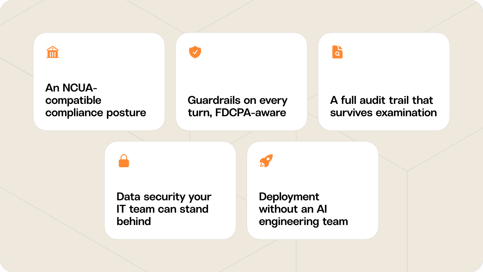 Graph illustrating the criteria for a good AI agent at a credit union, as described in the body text.
