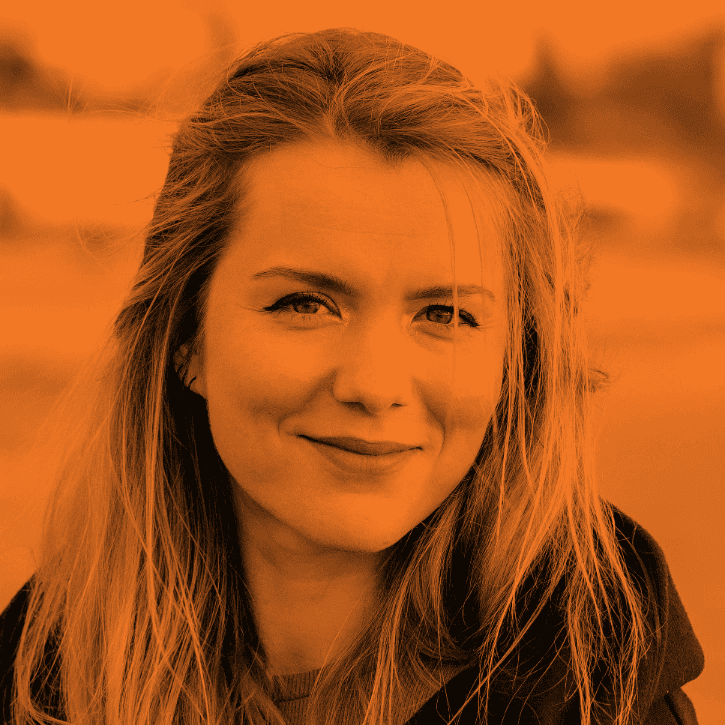 woman in blue crew neck shirt