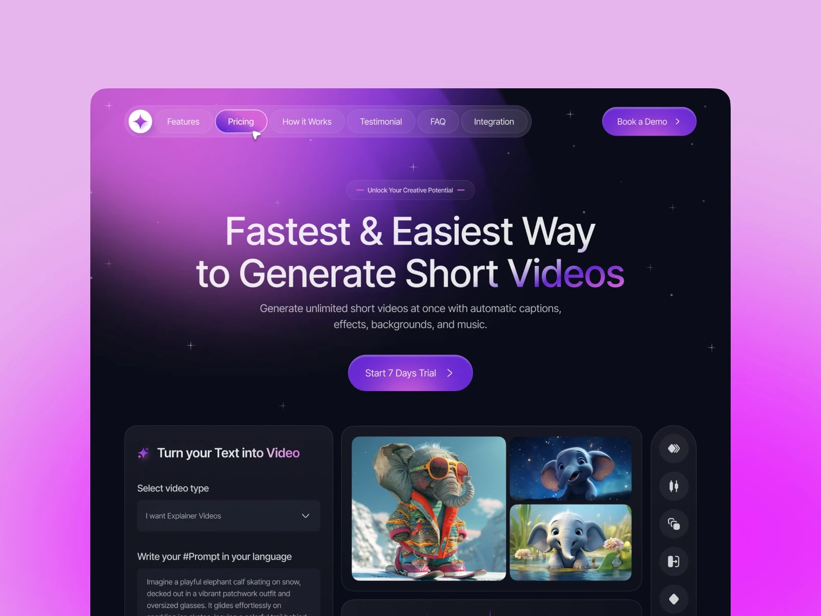 vidgenie saas startup & saas landing