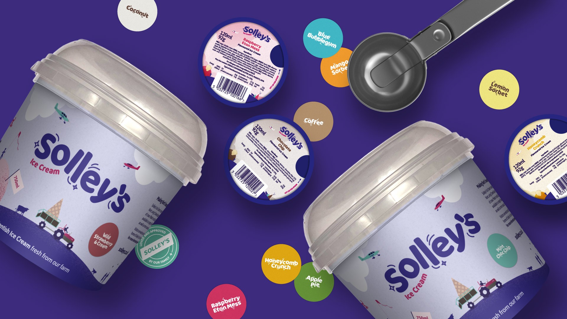 Solley's Ice Cream brand packaging