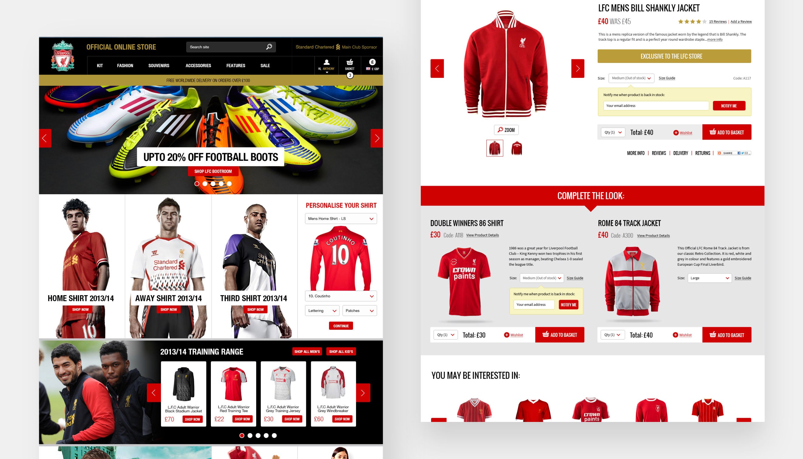 L.F.C ecommerce homepage designs