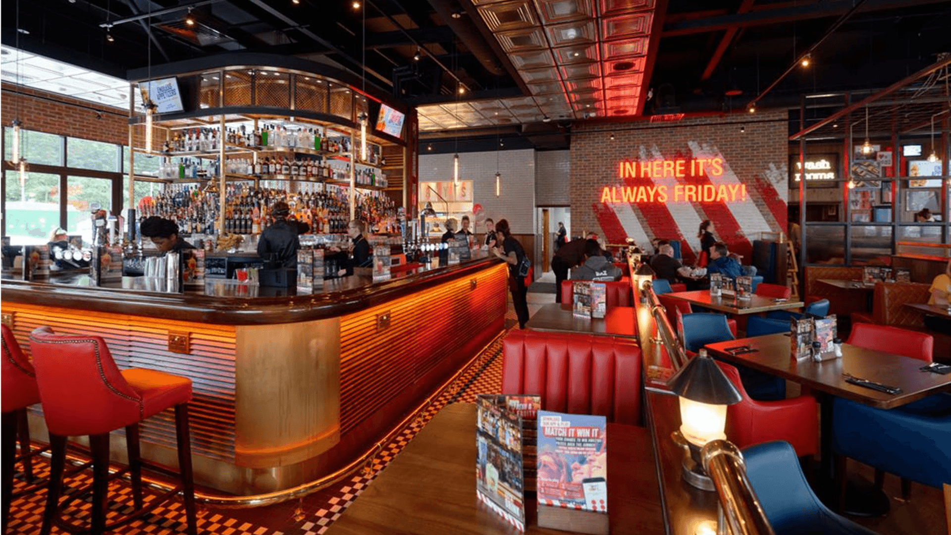 Inside a TGIF restaurant