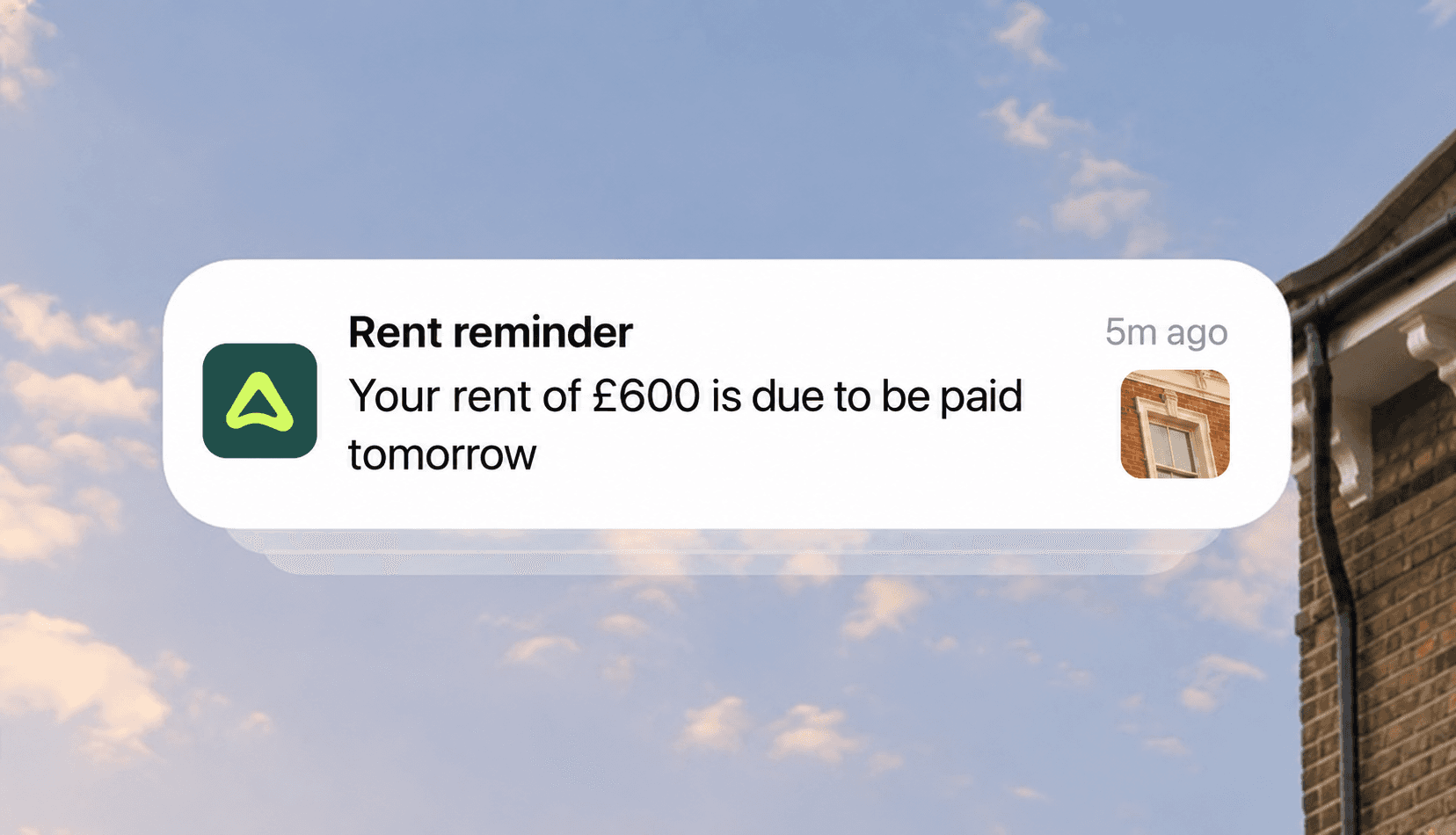 August rent reminder notification telling the tenant rent is due tomorrow